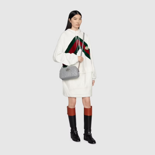 Túi Gucci GG Marmont Small Shoulder Dark Grey Leather 447632-UM8BN-1711 - Ảnh 2