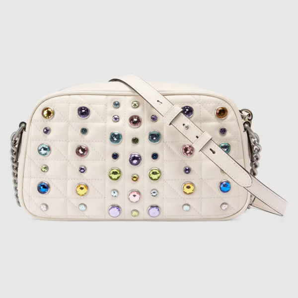 Túi Gucci GG Marmont Small Shoulder White Leather 447632-UM8CX-9171 - Ảnh 3