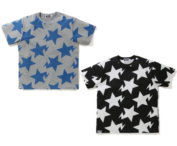 Áo Bape Relaxed Sta Pattern Tee Black B-RESPTBK - Ảnh 2