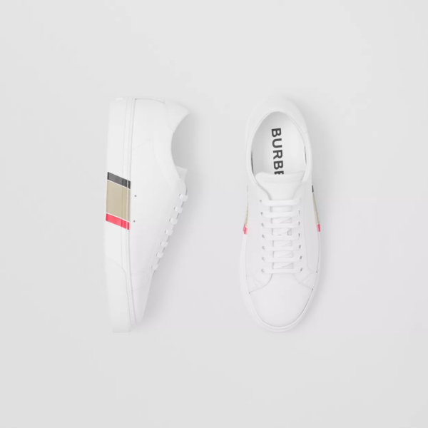 Giày Burberry Stripe Detail Leather 'Optic White' 80432001 - Ảnh 5