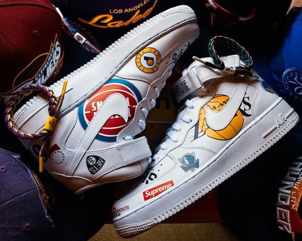 Giày NIke Supreme x NBA x Air Force 1 Mid 07 'White' AQ8017-100 - Ảnh 5