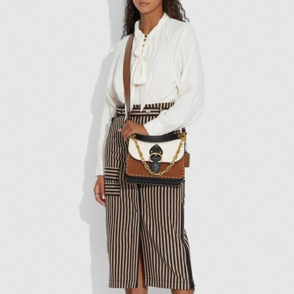 Túi Coach Beat Shoulder Bag In Colorblock With Rivets 4595 B4RGI - Ảnh 5