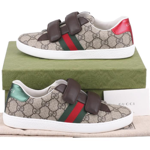 Giày Gucci GG Supreme Velcro Ace Kids Sneakers 463091-9C220-9797 - Ảnh 2