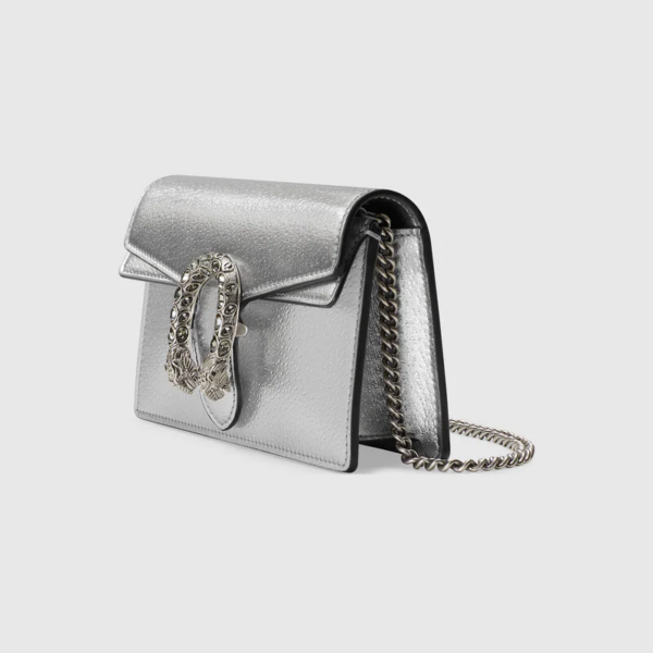Túi Gucci Dionysus Super Mini Silver Lamé Leather 476432-1TRBN-8173 - Ảnh 4