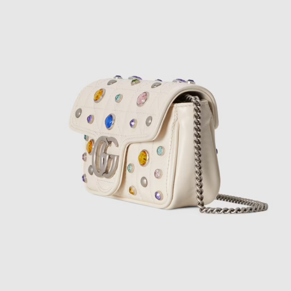 Túi Gucci GG Marmont Super Mini White Leather 476433-DTD8X-9171 - Ảnh 4