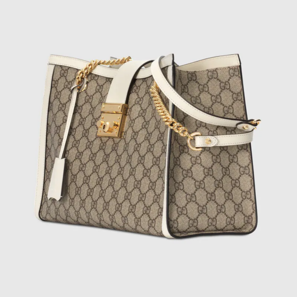 Túi Gucci Padlock GG Medium Shoulder GG Supreme White Leather - Ảnh 4