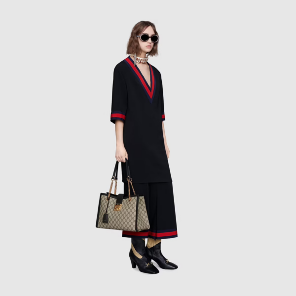 Túi Gucci Padlock Medium GG Shoulder GG Supreme Black Leather - Ảnh 5