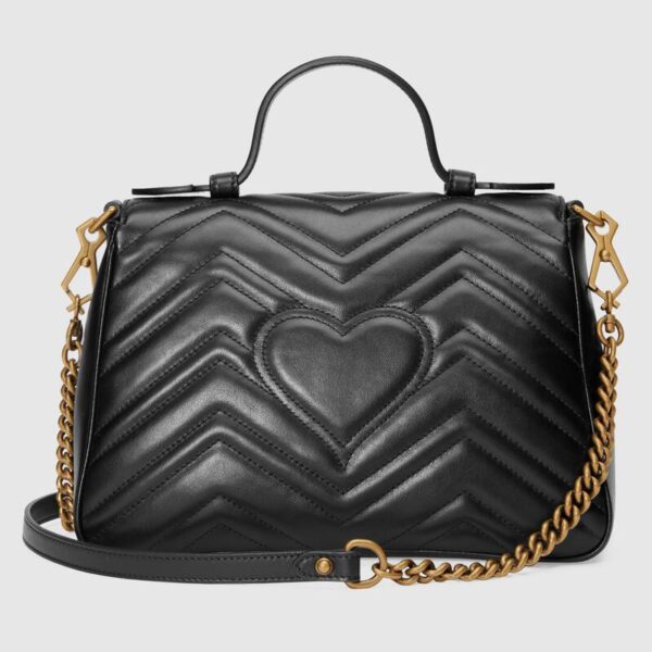 Túi Gucci Black Leather GG Marmont Small Top Handle Bag 498110 DTDIT 1000 - Ảnh 3