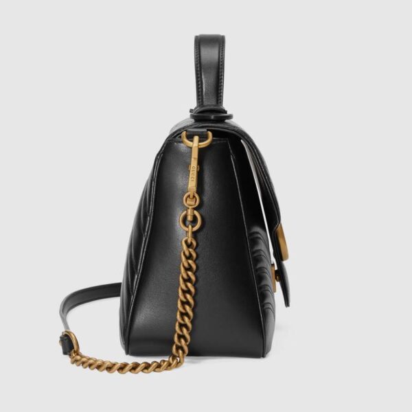 Túi Gucci Black Leather GG Marmont Small Top Handle Bag 498110 DTDIT 1000 - Ảnh 5