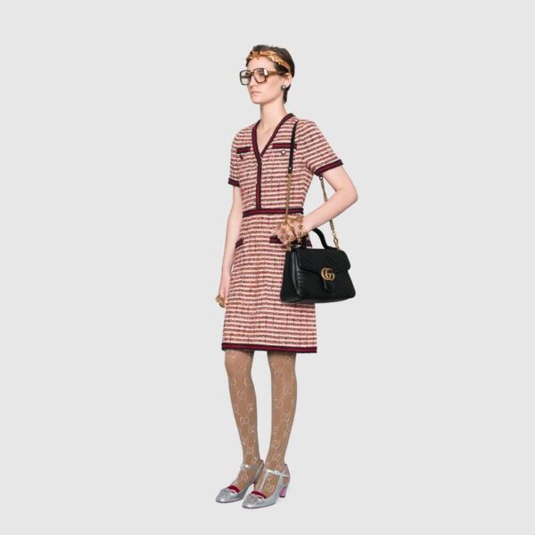 Túi Gucci Black Leather GG Marmont Small Top Handle Bag 498110 DTDIT 1000 - Ảnh 4