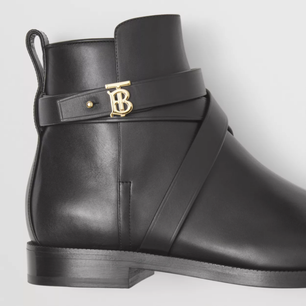 Giày Burberry Monogram Motif Leather Ankle Boots 'Black' 80423701 - Ảnh 4