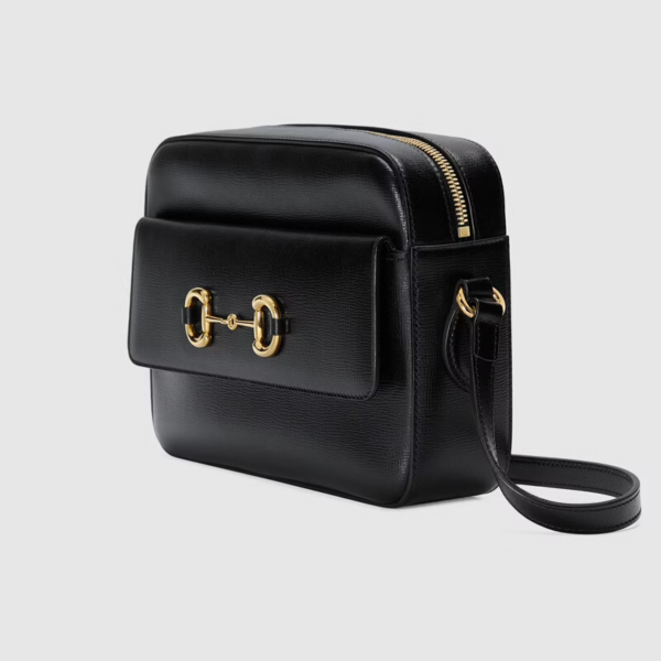 Túi Gucci Horsebit 1955 Small Shoulder Black Leather 645454-1DB0G-1000 - Ảnh 4