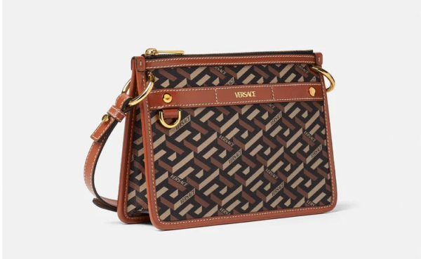 Túi Versace La Greca Signature Small Pouch Black Caramel 1001861-1A01444-5B17V - Ảnh 3