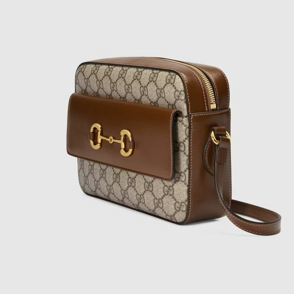Túi Gucci Horsebit 1955 Small Shoulder Beige Ebony GG Supreme Canvas - Ảnh 5