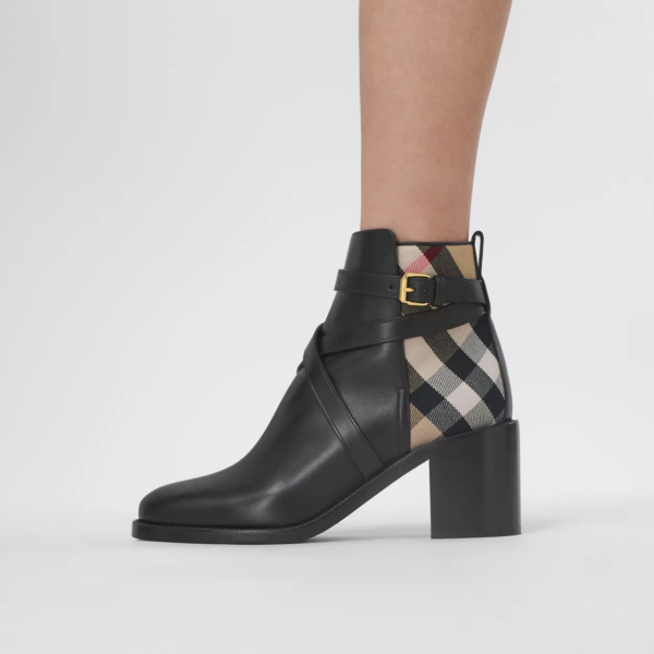 Giày Burberry House Check Leather Ankle Boots 'Archive Beige' 80423681 - Ảnh 2