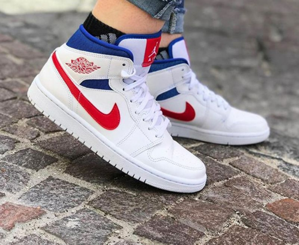 Giày Nike Air Jordan 1 Mid 'White Red Royal' BQ6472-164 - Ảnh 6