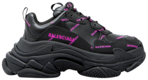 Giày Balenciaga Triple S Sneaker All Over Logo Black Pink 524039 W2FA1 1050