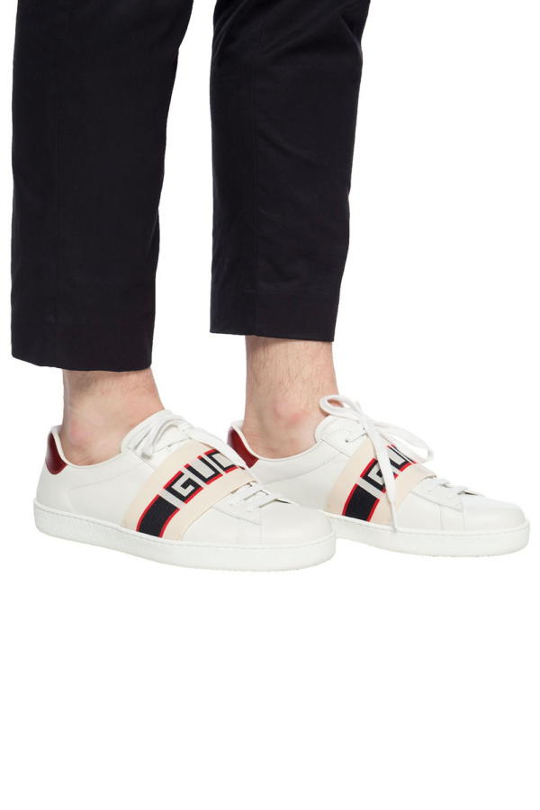 Giày Gucci Stripe Leather Sneaker 'White Red Black' 523469 0FIV0 9091 - Ảnh 2