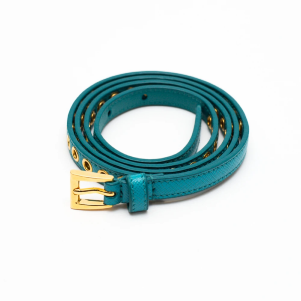 Thắt Lưng Prada Skinny Eyelet Belt Turquoise 1JC1982EH8F0136 - Ảnh 3