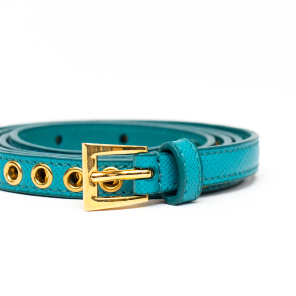 Thắt Lưng Prada Skinny Eyelet Belt Turquoise 1JC1982EH8F0136 - Ảnh 4