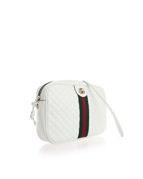 Túi Gucci Bag Cross Laminated Web Quilt White 541051 0YKMT 9179 - Ảnh 3