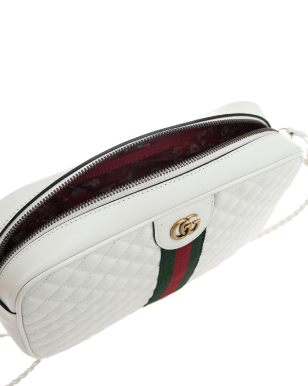Túi Gucci Bag Cross Laminated Web Quilt White 541051 0YKMT 9179 - Ảnh 4