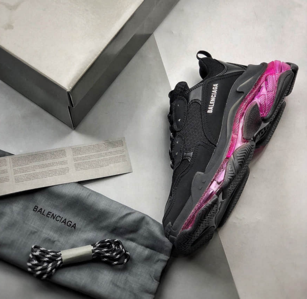 Giày Balenciaga Triple S Sneaker 'Clear Sole Black Pink Neon' 541624-W2FR1-1053 - Ảnh 3