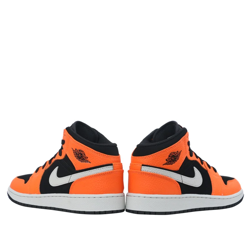 Giày Nike Air Jordan 1 Retro Mid GS 'Orange Black' 554725-062 - Ảnh 9