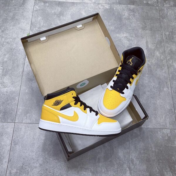 Giày Nike Air Jordan 1 Mid GS 'University Gold' 554725-170 - Ảnh 7
