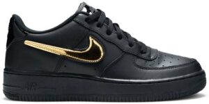 Giày Nike Air Force 1 Black Metallic Gold Removable Swoosh Pack AR7446-001