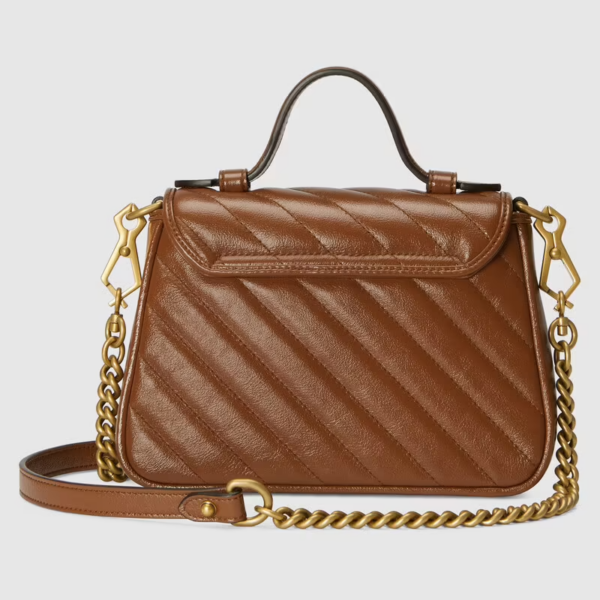 Túi Gucci GG Marmont Mini Top Handle Brown Leather ‎583571-0OLFT-2535 - Ảnh 3