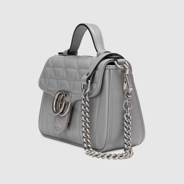 Túi Gucci GG Marmont Mini Top Handle Dark Grey Leather 583571-UM8AN-1711 - Ảnh 4