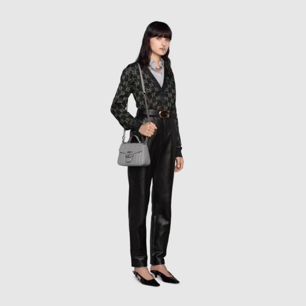Túi Gucci GG Marmont Mini Top Handle Dark Grey Leather 583571-UM8AN-1711 - Ảnh 5