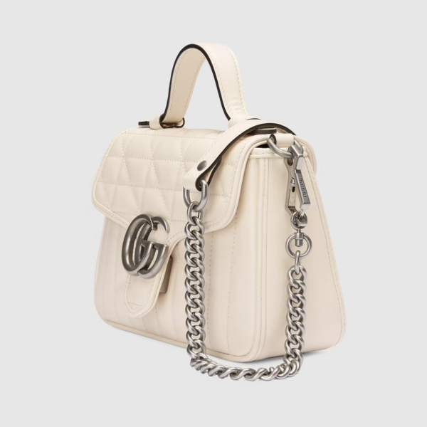 Túi Gucci GG Marmont Mini Top Handle White Leather ‎583571-UM8AN-9022 - Ảnh 4