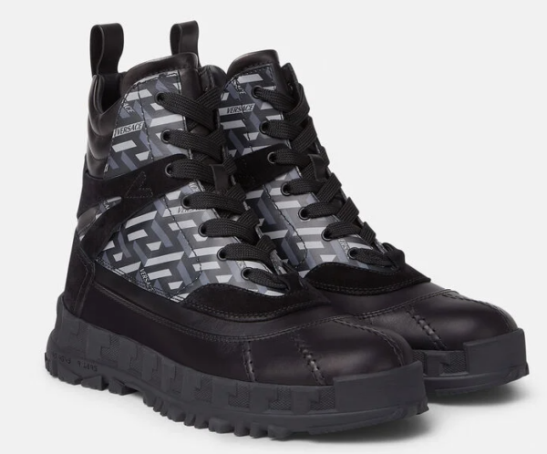 Giày Versace Greca Rhegis La Greca Print Boots Black 1001955-1A01745-5B240 - Ảnh 2