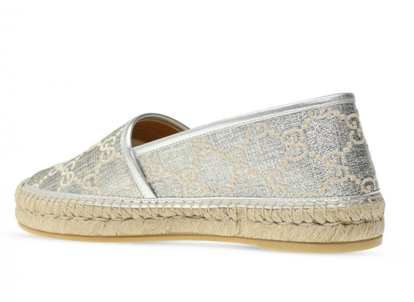 Giày Gucci Women's Heritage Gg Lamé Espadrille In Silver 619960-2AW10-1090 - Ảnh 4