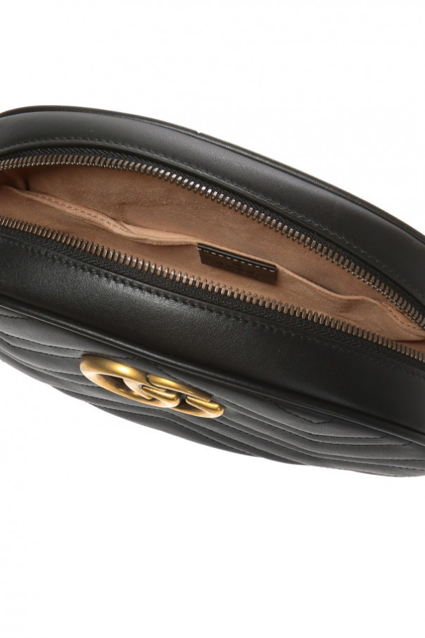 Túi Gucci Logo Detail Chevron Quilted Leather Belt Bag Black 491294 DSVRT 1000 - Ảnh 3