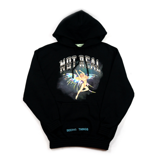 Áo Off White Not Real Naked Angel Black Hoodie OW0014