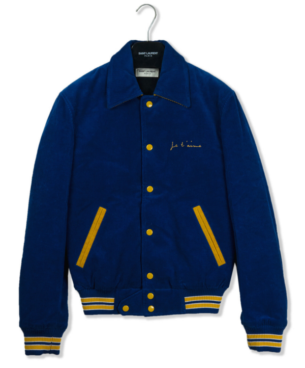 Áo Saint Laurent Paris Je t'aime Royal Corduroy Varsity Jacket