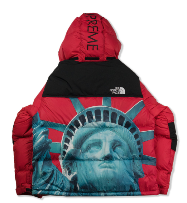 Áo Supreme TNF Liberty Statue Nuptse Jacket Red - Ảnh 2