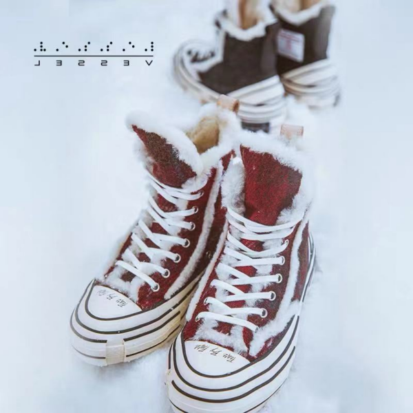 Giày xVESSEL x Harris Tweed G.O.P. Winter Highs Cherry Red - Ảnh 2