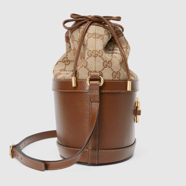 Túi Gucci Brown Gucci Horsebit 1955 Bucket Bag 602118 1DBUG 2363 - Ảnh 4