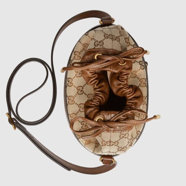 Túi Gucci Brown Gucci Horsebit 1955 Bucket Bag 602118 1DBUG 2363 - Ảnh 5