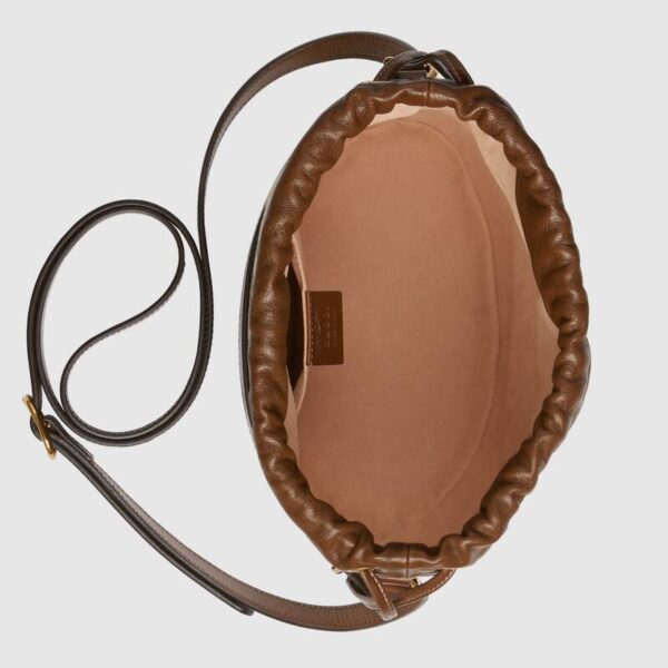 Túi Gucci Brown Gucci Horsebit 1955 Bucket Bag 602118 1DBUG 2363 - Ảnh 6