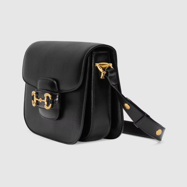 Túi Gucci Horsebit 1955 Shoulder Black Leather 602204-1DB0G-1000 - Ảnh 4
