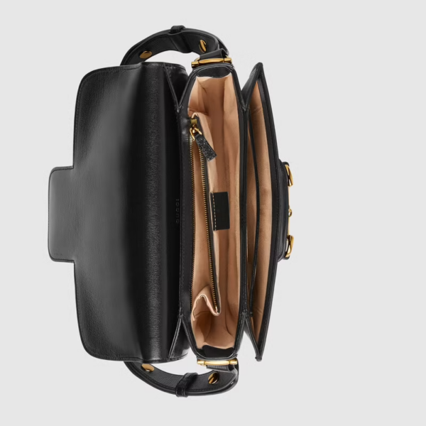 Túi Gucci Horsebit 1955 Shoulder Black Leather 602204-1DB0G-1000 - Ảnh 2