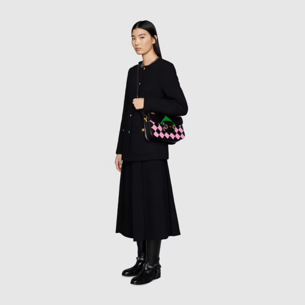 Túi Gucci Horsebit 1955 Shoulder Black Leather 602204-UQKAG-1058 - Ảnh 2