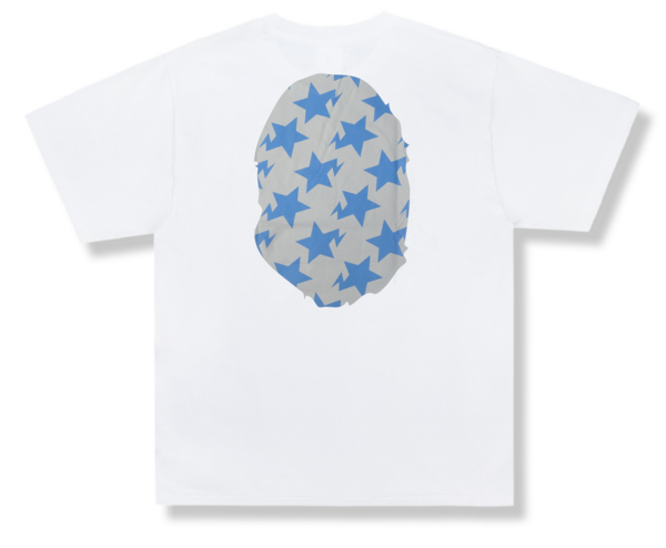 Áo Bape Star Pattern Big Ape Head Relaxed Tee White Gray  B-STPBAHRWGY - Ảnh 2