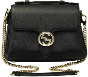 Túi Gucci Interlocking G Black Leather Chain Shoulder Bag 510302 CAOOG 1000