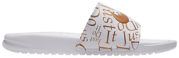 Dép Nike Benassi Just Do It Print White 'Metallica Gold' 618919-116